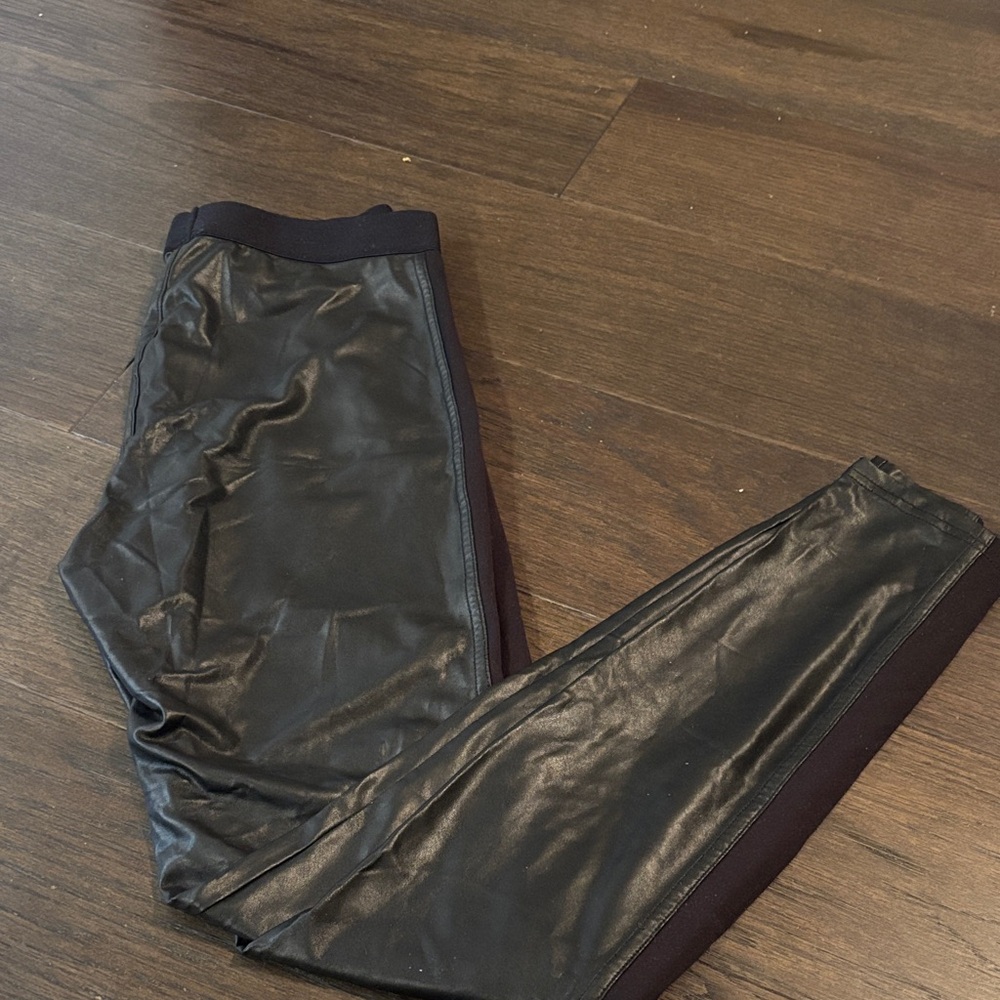 HUE Black Faux Leather Leggings